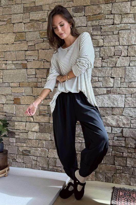 Agnes Stripe Trapeze Top White